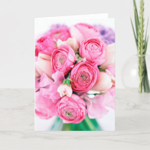 Pink Roses Bouquet Greeting Card