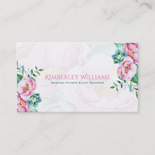 Pink Roses Bouquet White Background Business Card