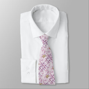 Pink Roses, Bows, And Wedding Rings, Tie