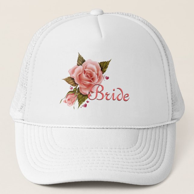 Pink Roses Bride Baseball cap (Front)