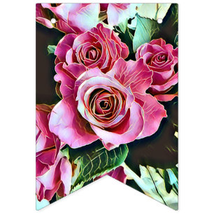 PINK ROSES BUNTING FLAGS