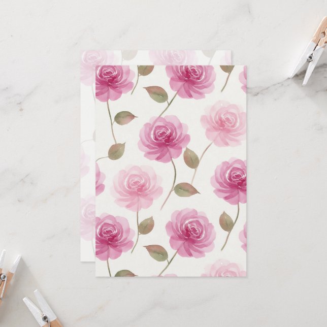 Pink Roses Card (Front/Back In Situ)