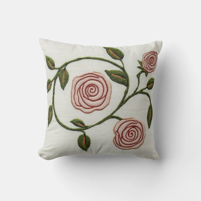 Pink Roses - Charles Rennie Mackintosh Throw Pillow (Front)