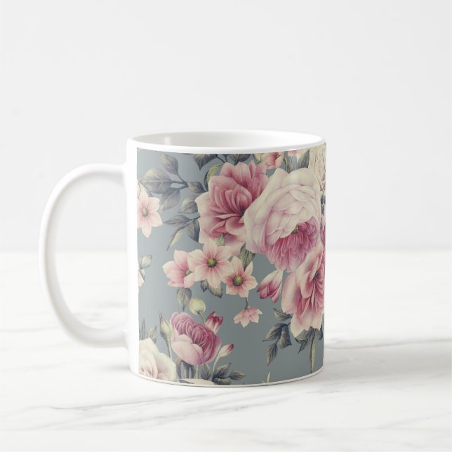pink roses coffee mug (Left)