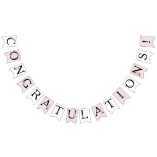 Pink Roses CONGRATULATIONS! Customizable Party Bunting Flags