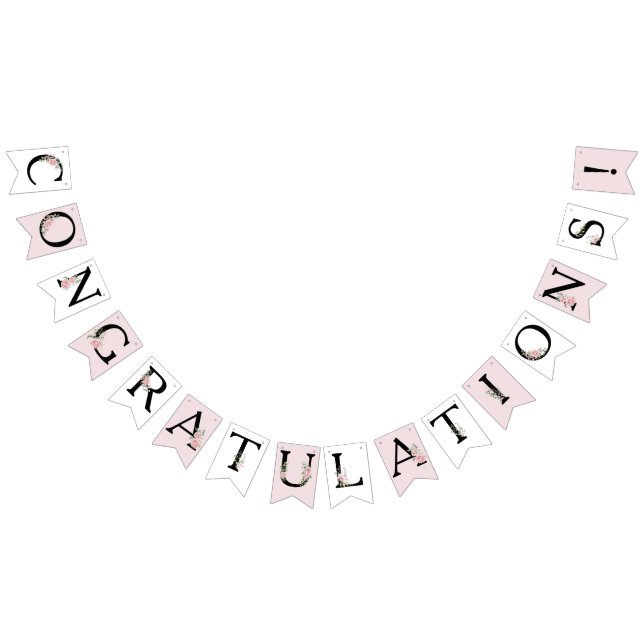 Pink Roses CONGRATULATIONS! Customizable Party Bunting Flags (All)