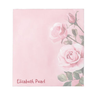 Pink Roses CUSTOM NAME Grocery Shopping To-Do List Notepad