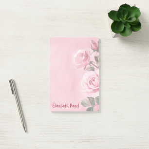 Pink Roses CUSTOM NAME Grocery Shopping To-Do List Post-it Notes