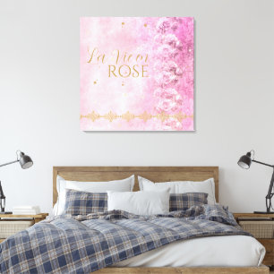 Pink Roses Damask Grunge - Wrapped Canvas