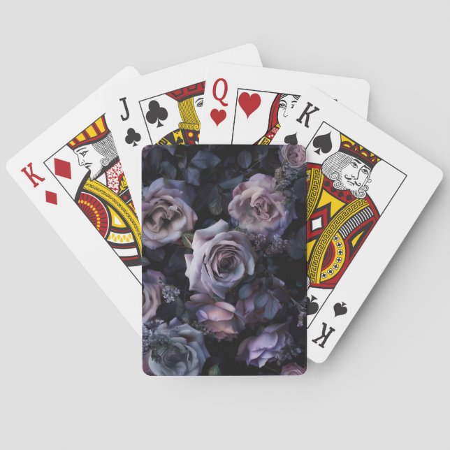 Pink Roses Dark & Moody Playing Cards (Back)