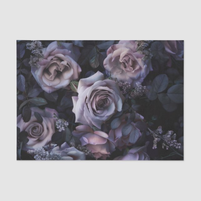 Pink Roses Dark & Moody Tissue Paper (Front)
