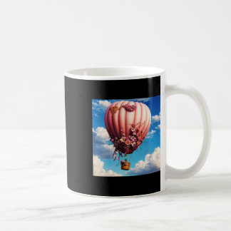 Pink Roses Decorated Pin Airballoon Florating In T Coffee Mug