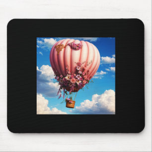 Pink Roses Decorated Pin Airballoon Florating In T Mouse Pad
