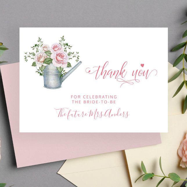 Pink roses elegant bridal shower thank you (Creator Uploaded)