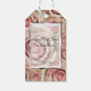 Pink Roses Elegant Bridal Wedding Floral Favour Gift Tags