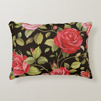 Pink roses: elegant floral pattern. accent pillow