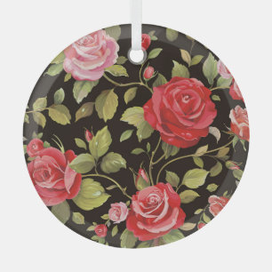 Pink roses: elegant floral pattern. glass ornament
