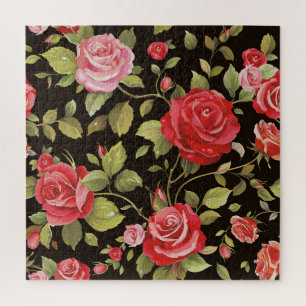 Pink roses: elegant floral pattern. jigsaw puzzle