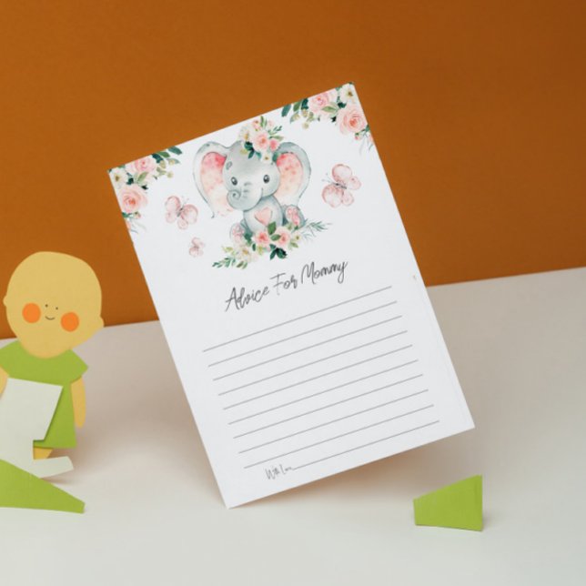 Pink Roses Elephant Advice For Mammy Baby Shower  Invitation (Creator Uploaded)