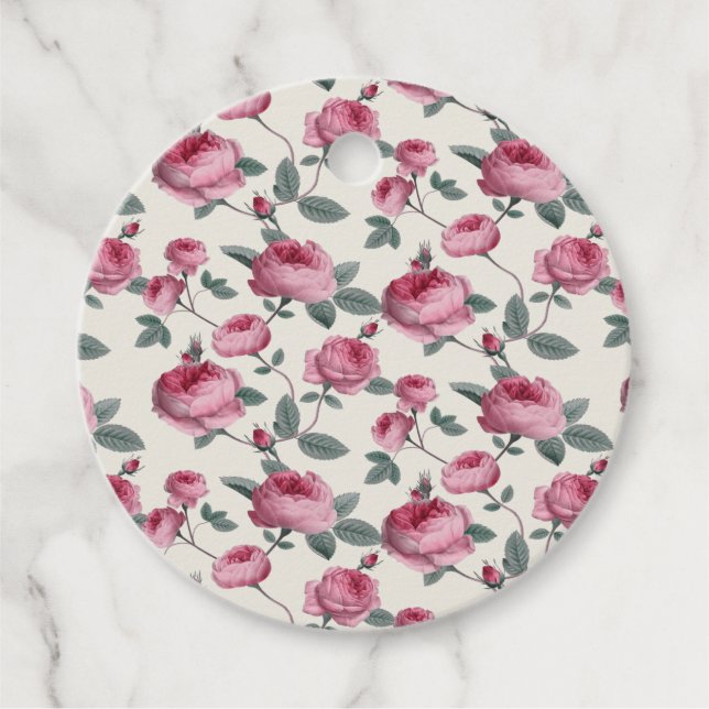 Pink Roses Favour Tags (Front)