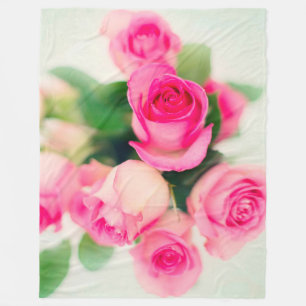 Pink Roses Fleece Blanket