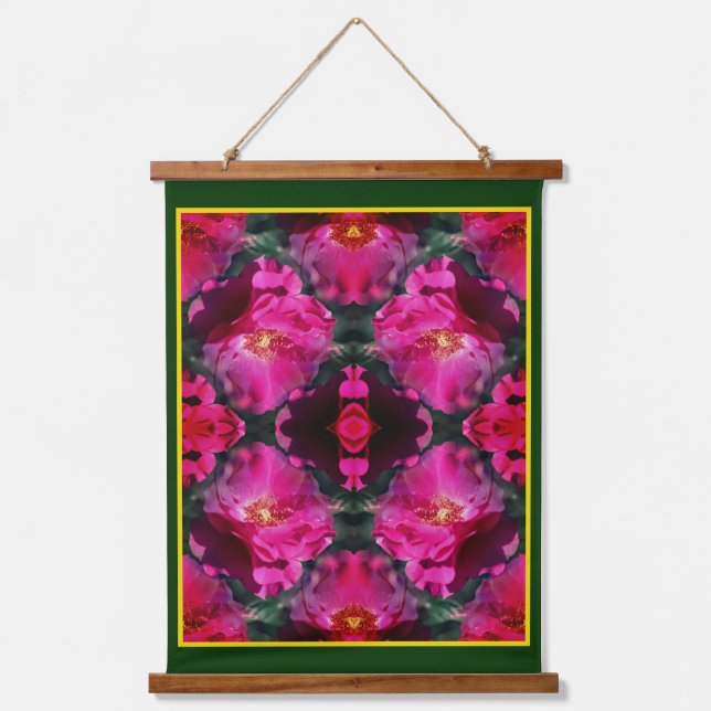 Pink Roses Floral Abstract Art        Hanging Tapestry (Front)
