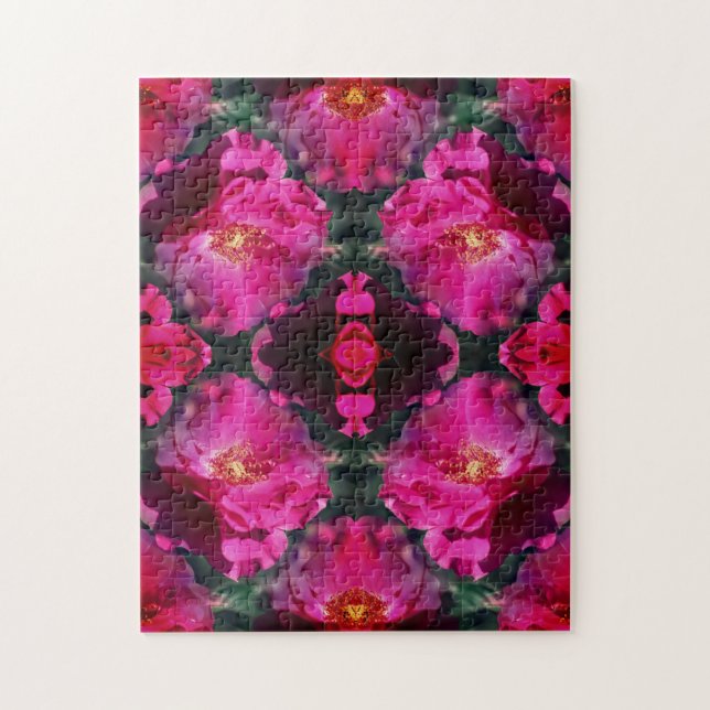 Pink Roses Floral Abstract Art        Jigsaw Puzzle (Vertical)