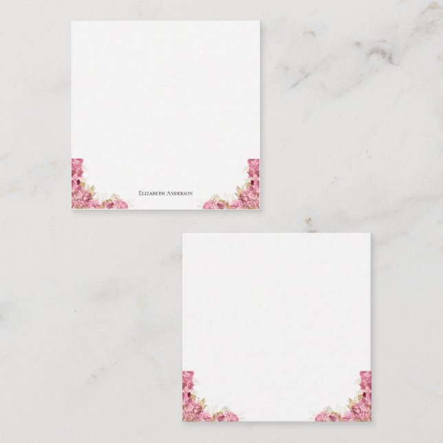 Pink Roses Floral Elegant Personalized Card (Front/Back)