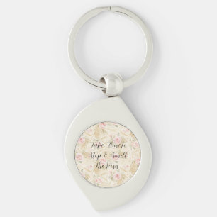 Pink Roses Floral Keychain