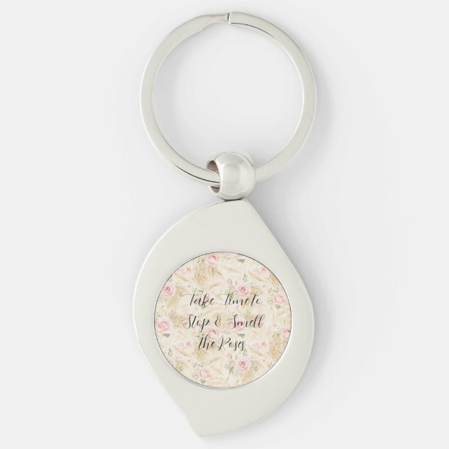 Pink Roses Floral Keychain (Front)