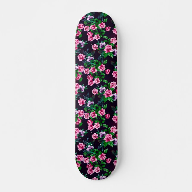 PINK ROSES FLORAL SKATEBOARD (Front)