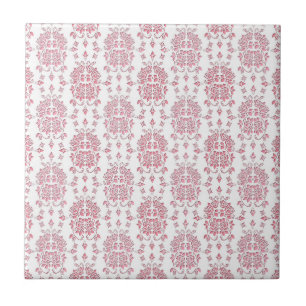 Pink Roses Floral Style Damask Pattern Tile