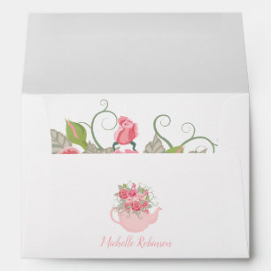 Pink Roses Floral Tea Party Envelope