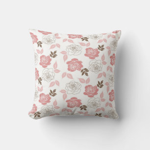 Pink Roses Floral Throw Pillow