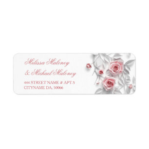  Pink Roses Floral White    Wedding