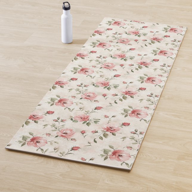 Pink Roses Floral  Yoga Mat (In Situ)