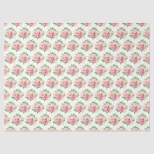 Pink Roses Flowers and Greenery Tissue Paper