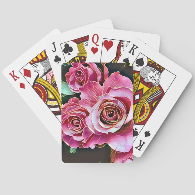 PINK ROSES FLOWERS PLAYING CARDS (Back)