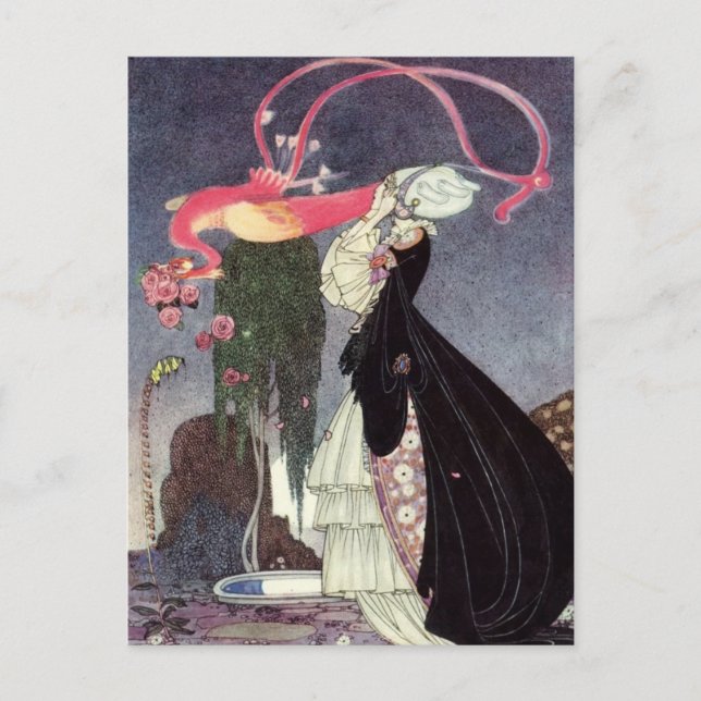 Pink Roses from a Peacock Postcard (Front)