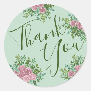 Pink Roses Garden Spring Wedding Classic Round Sticker