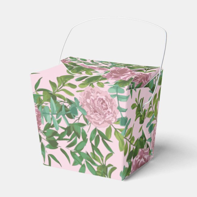 Pink Roses Garden Spring Wedding Favor Box (Front Side)