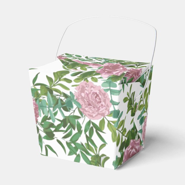 Pink Roses Garden Spring Wedding Favor Box (Front Side)