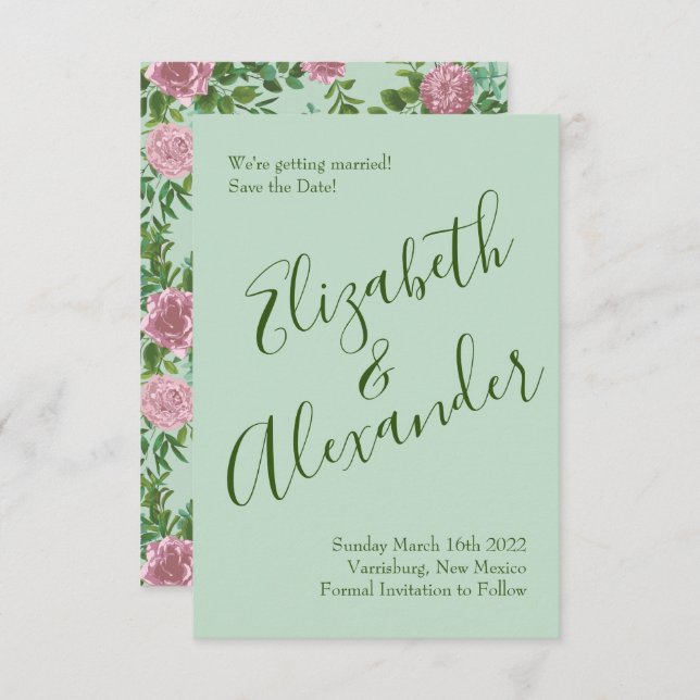 Pink Roses Garden Spring Wedding Invitation (Front/Back)