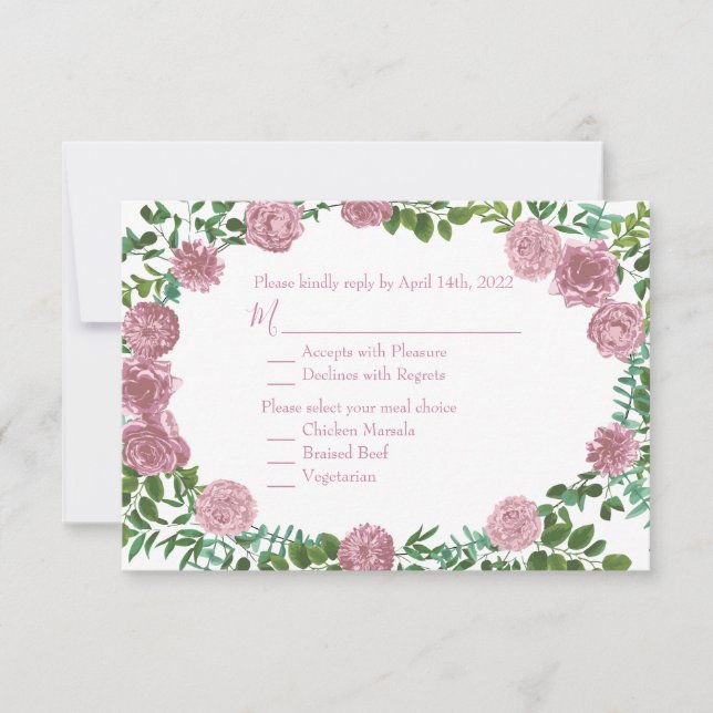Pink Roses Garden Spring Wedding Invitation (Front)