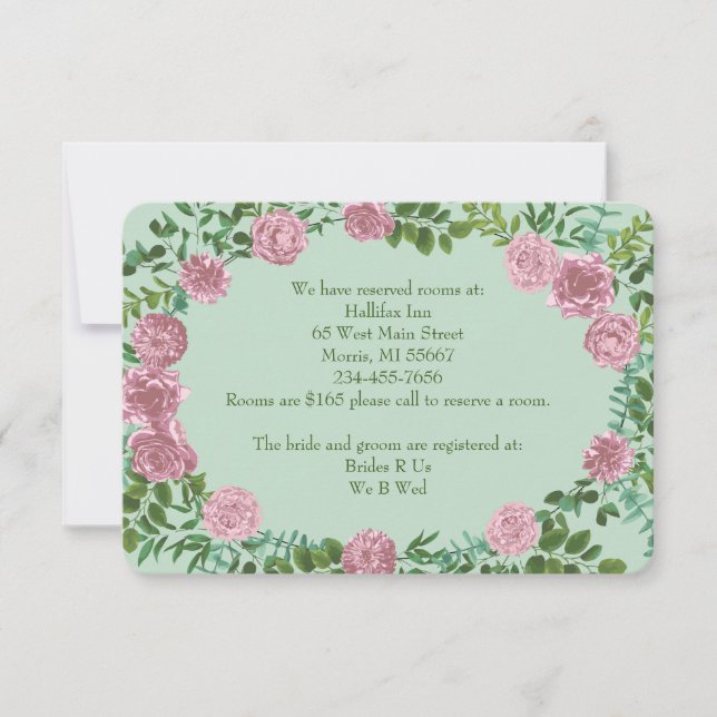 Pink Roses Garden Spring Wedding Invitation (Front)