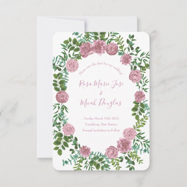 Pink Roses Garden Spring Wedding Invitation (Front)