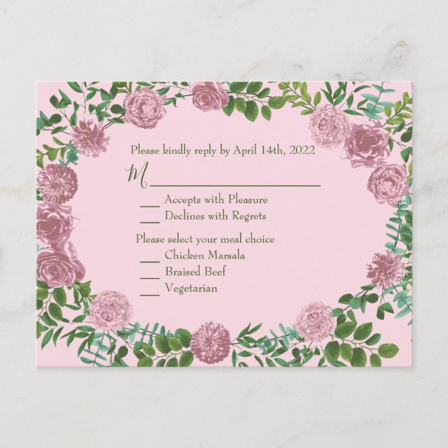 Pink Roses Garden Spring Wedding Postcard (Front)