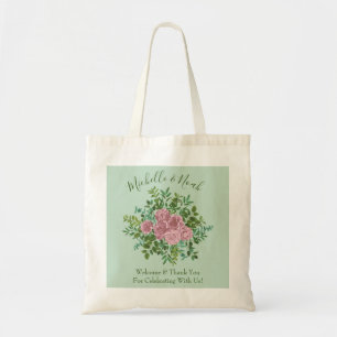 Pink Roses Garden Spring Wedding Tote Bag