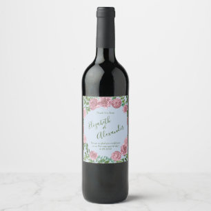Pink Roses Garden Spring Wedding Wine Label