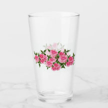 Pink roses Glass Cup